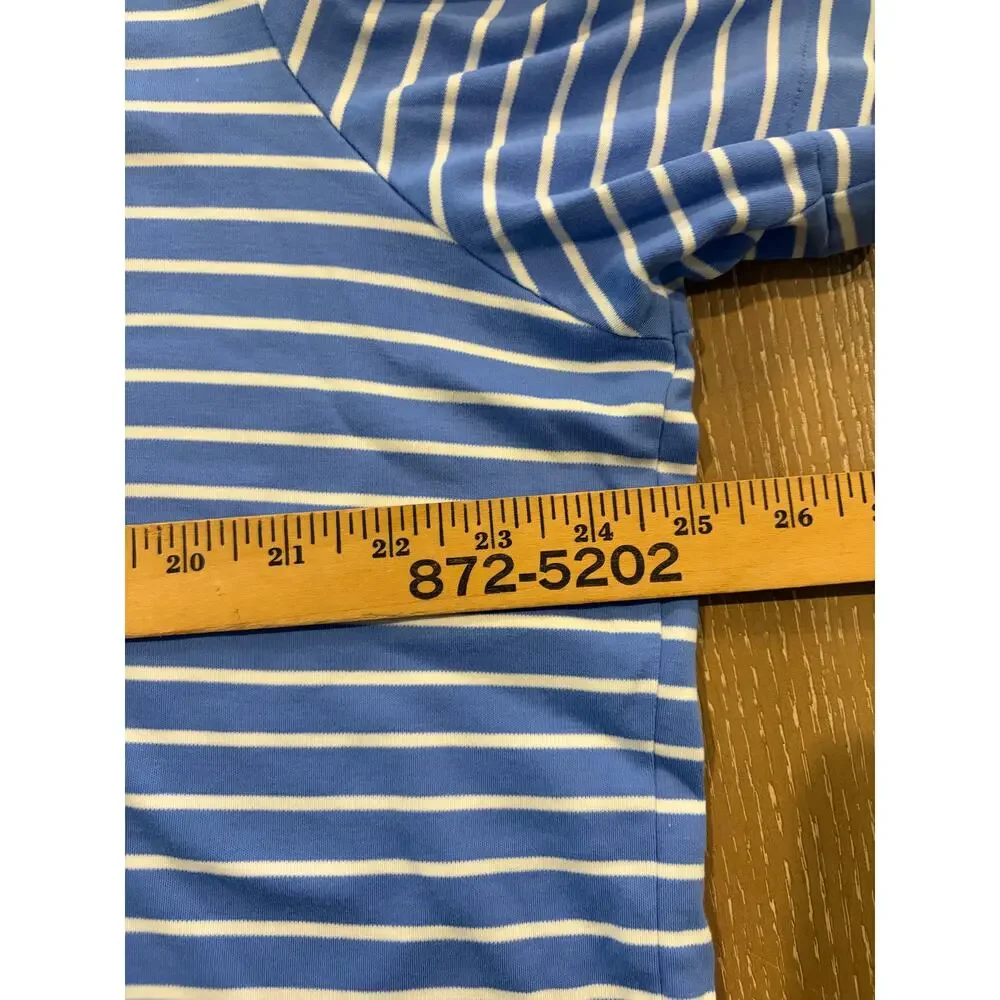 Polo Ralph Lauren Shirt XXL Blue Stripe Pima Soft Touch Short‎ Sleeve Men Pony